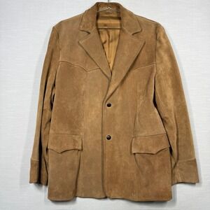 Vintage Pioneer Wear Suede Blazer Jacket Men 44 Tan Brown Leather Lined Western